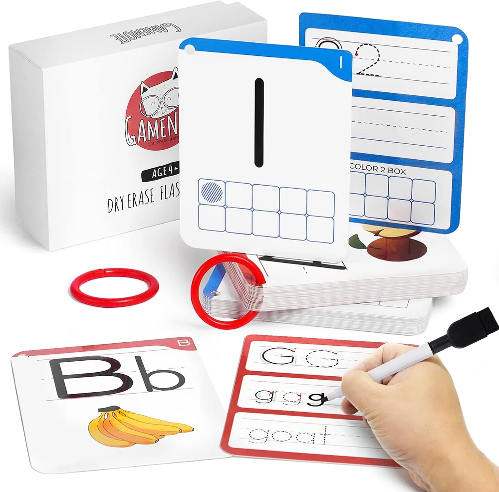 Gamenote Dry-Erase ABC & Number Flash Cards