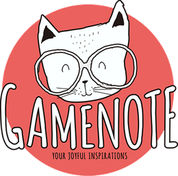 Gamenote logo: Joy the cat in round glasses